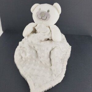 Little Beginnings Gray White Bear Sherpa Velour Minky Dot Blanket Baby Lovie